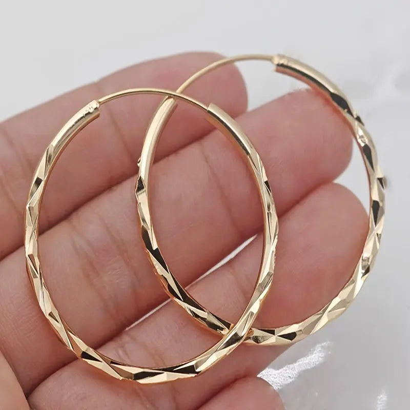 Simple Golden Big Circle Hoop Earrings 18K Gold Plated Jewelry For Women MyFave Boutique