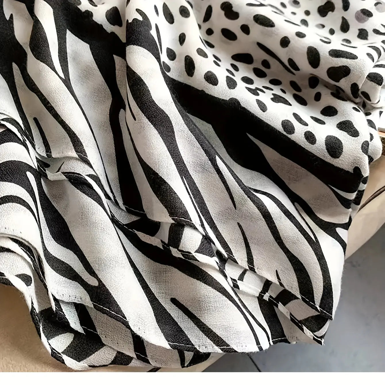 Leopard Splicing Zebra Striped Scarf Boho Thin Breathable Shawl Causal Outdoor Sunscreen Decorative Scarf MyFave Boutique