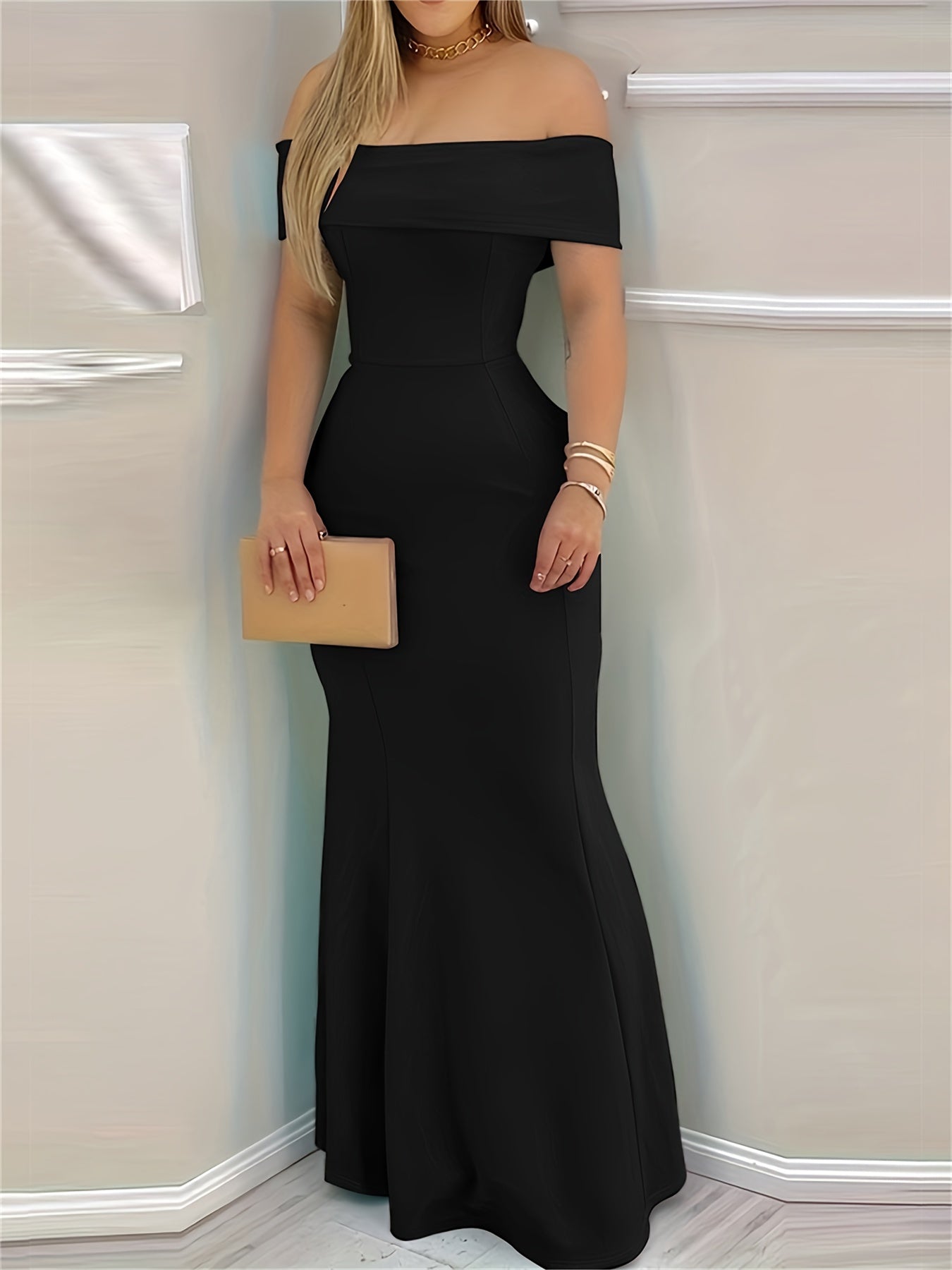 Elegant Off-Shoulder Maxi Dress for Women - Perfect for Parties and Banquets MyFave Boutique