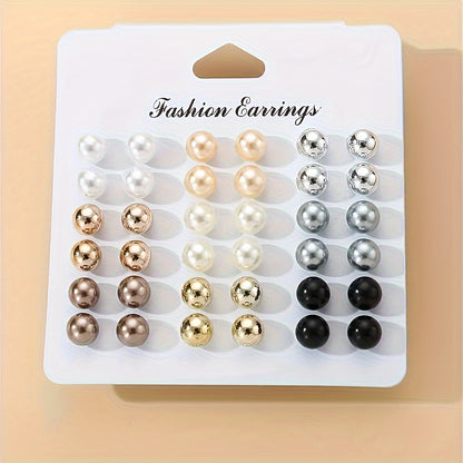 18 Pairs Set Of Tiny Round Ball Design Stud Earrings Elegant Simple Style Suitable For Women Daily Casual Female Gift MyFave Boutique