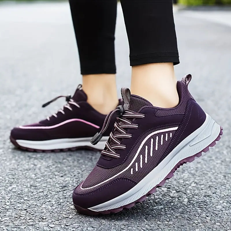 Women's Non-slip Outdoor Sporty Mesh Sneakers, Soft Sole Lace Up Athletic Sneakers, Breathable Walking Shoes MyFave Boutique