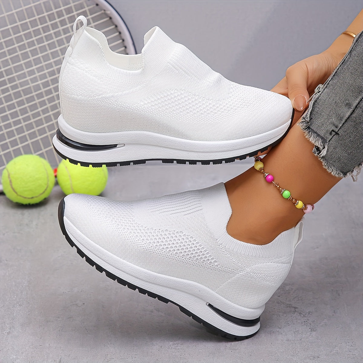 Women's Breathable Slip-On Sneakers with Hidden Wedge, Thick Sole, and EVA Insole - Casual Sport Shoes for All Seasons MyFave Boutique