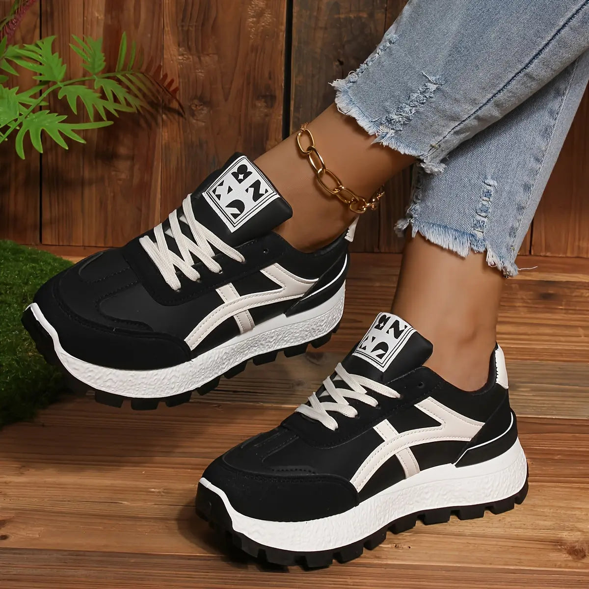 Women's Casual Lace Up Sneakers, Platform Soft Sole Walking Comfort Shoes, Low-top Versatile Shoes MyFave Boutique