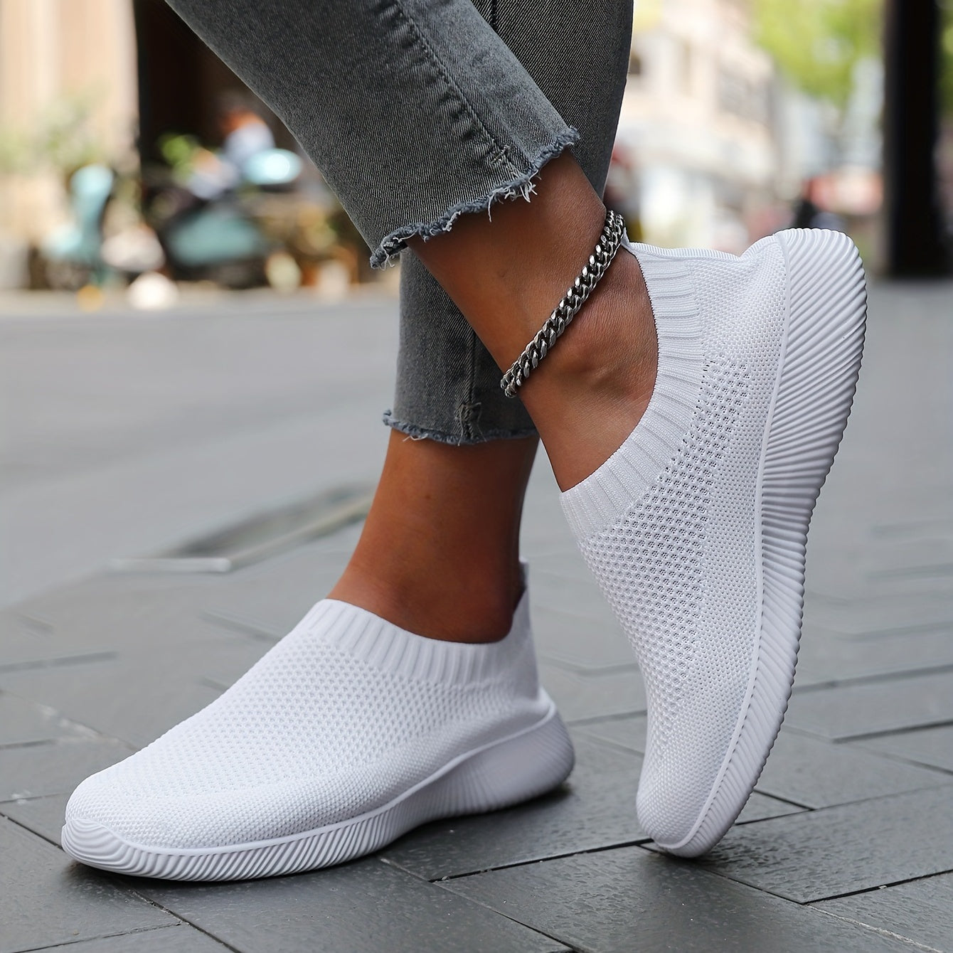 Women's Breathable Woven Slip-On Sneakers, Lightweight Low Top Running Shoes for Casual Outdoor Activities MyFave Boutique