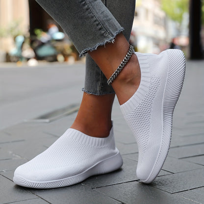 Women's Breathable Woven Slip-On Sneakers, Lightweight Low Top Running Shoes for Casual Outdoor Activities MyFave Boutique