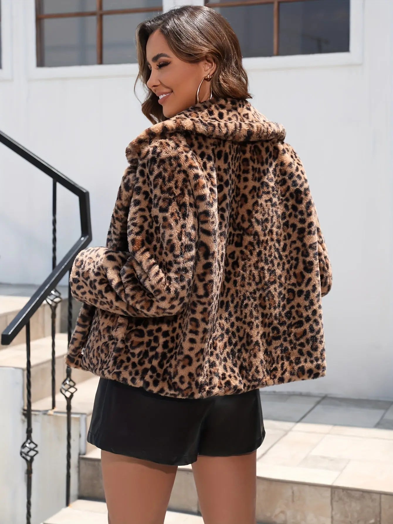 Solid Faux Fur Coat, Casual Long Sleeve Winter Warm Outerwear, Women's Clothing MyFave Boutique