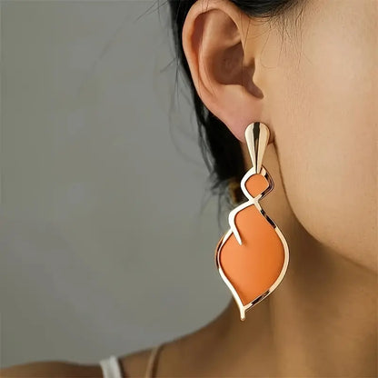 Bohemian Style Enamel Pendant Earrings, Luxurious and Fashionable, Orange, Women's Personalized Jewelry MyFave Boutique