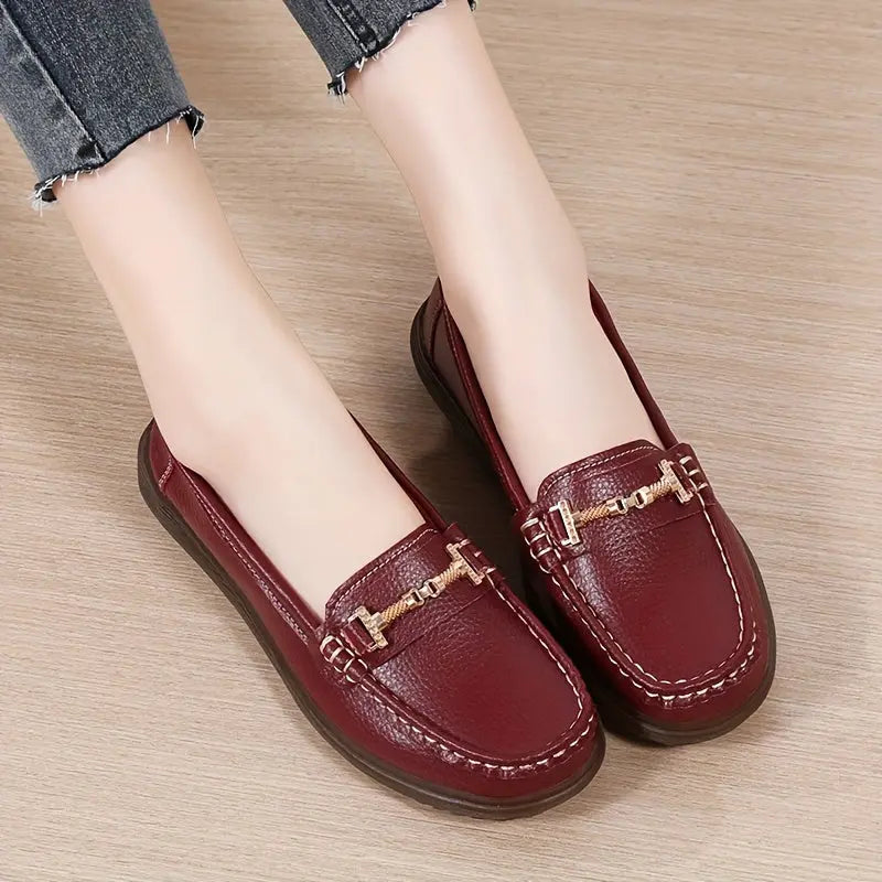 Women's Metal Decor Flat Shoes, Casual Slip On Round Toe Loafers, Women's Comfortable Shoes MyFave Boutique