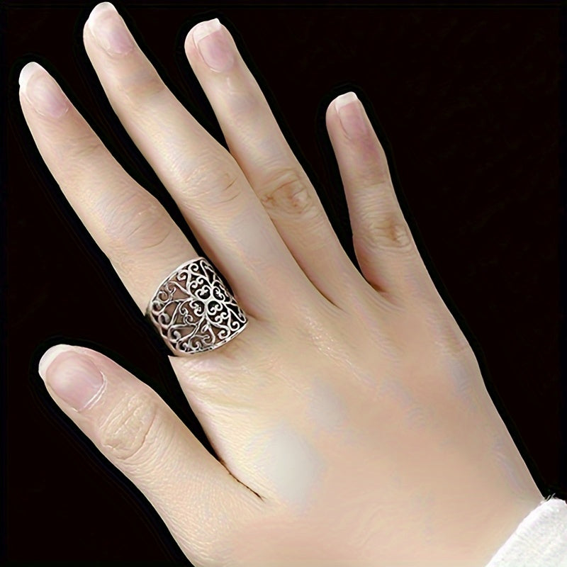 Fashion Filigree Hollow Out Ring Boho Style Wide Ring for Women Daily Casual Rings Jewelry MyFave Boutique