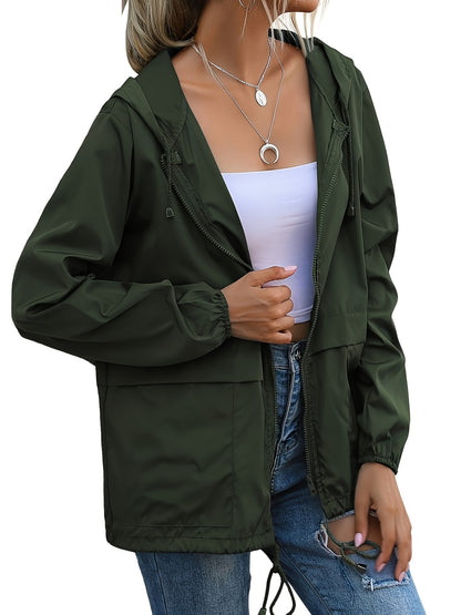 Women's Lightweight Waterproof Jacket, Suitable For Hiking And Outdoor Activities With A Casual Style, Zippers, And Drawstring Jacket MyFave Boutique