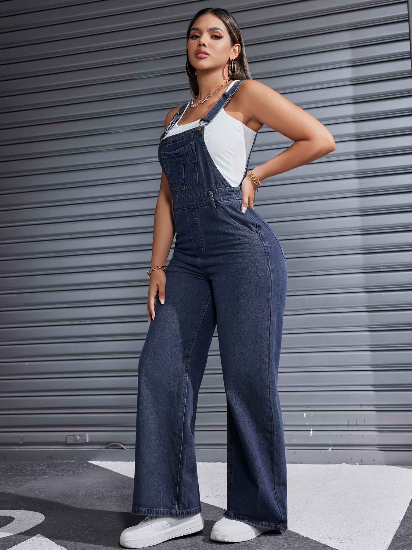 2024 Women's Denim Overalls Casual Loose Adjustable Strap Denim Pant Pant Pant Pocket Denim Overalls Women's Denim Overalls Casual Adjustable Strap Jeans Romper MyFave Boutique