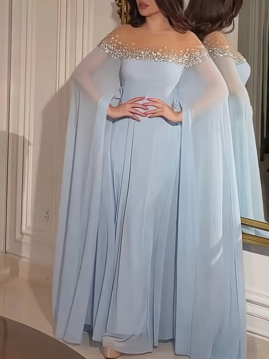 Stunning High Waisted Diamond Pearl Chiffon Banquet Dress - Elegant Sexy Dresses for Women with High Waist, Pearl Embellishments, and Flowy Chiffon Fabric MyFave Boutique