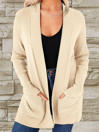 Stylish Open Front Cardigans with Pockets, Long Sleeve Knitted Top for Women's Winter & Fall Clothing. MyFave Boutique