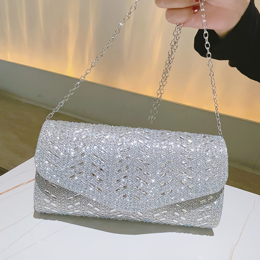 Sparkly Rhinestone Clutch Bag, Glitter Evening Purse, Elegance Bridal Handbag, Crossbody Shoulder Bag For Bridesmaid Wedding Party, Prom Accessory MyFave Boutique