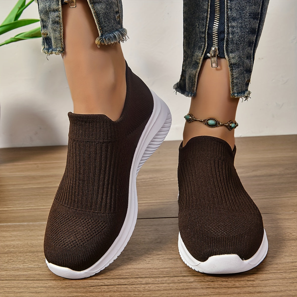 Women's Casual Sock Sneakers, Lightweight Elastic Running & Jogging Trainers, Breathable Low Top Sports Slip-On Shoes MyFave Boutique