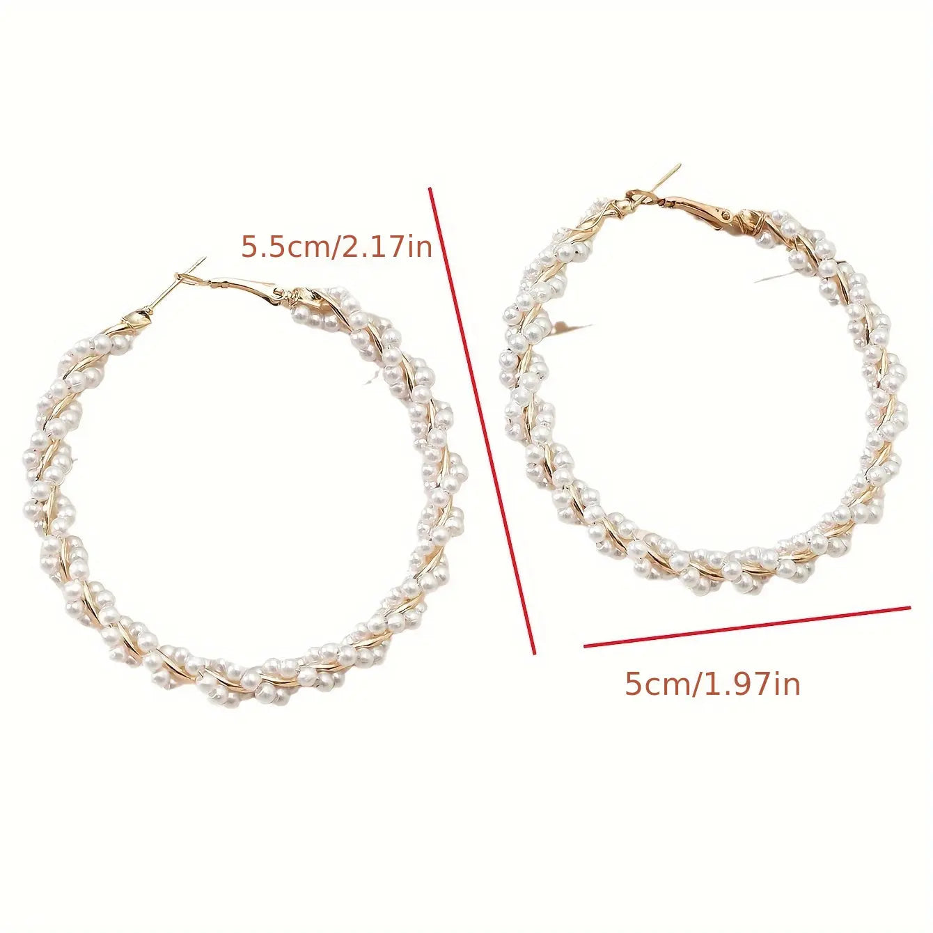 Elegant Retro Style Hoop Earrings, Luxury Temperament, Faux Pearl Circle Earrings For Women, Unique New Design Ear Buckles Jewelry MyFave Boutique