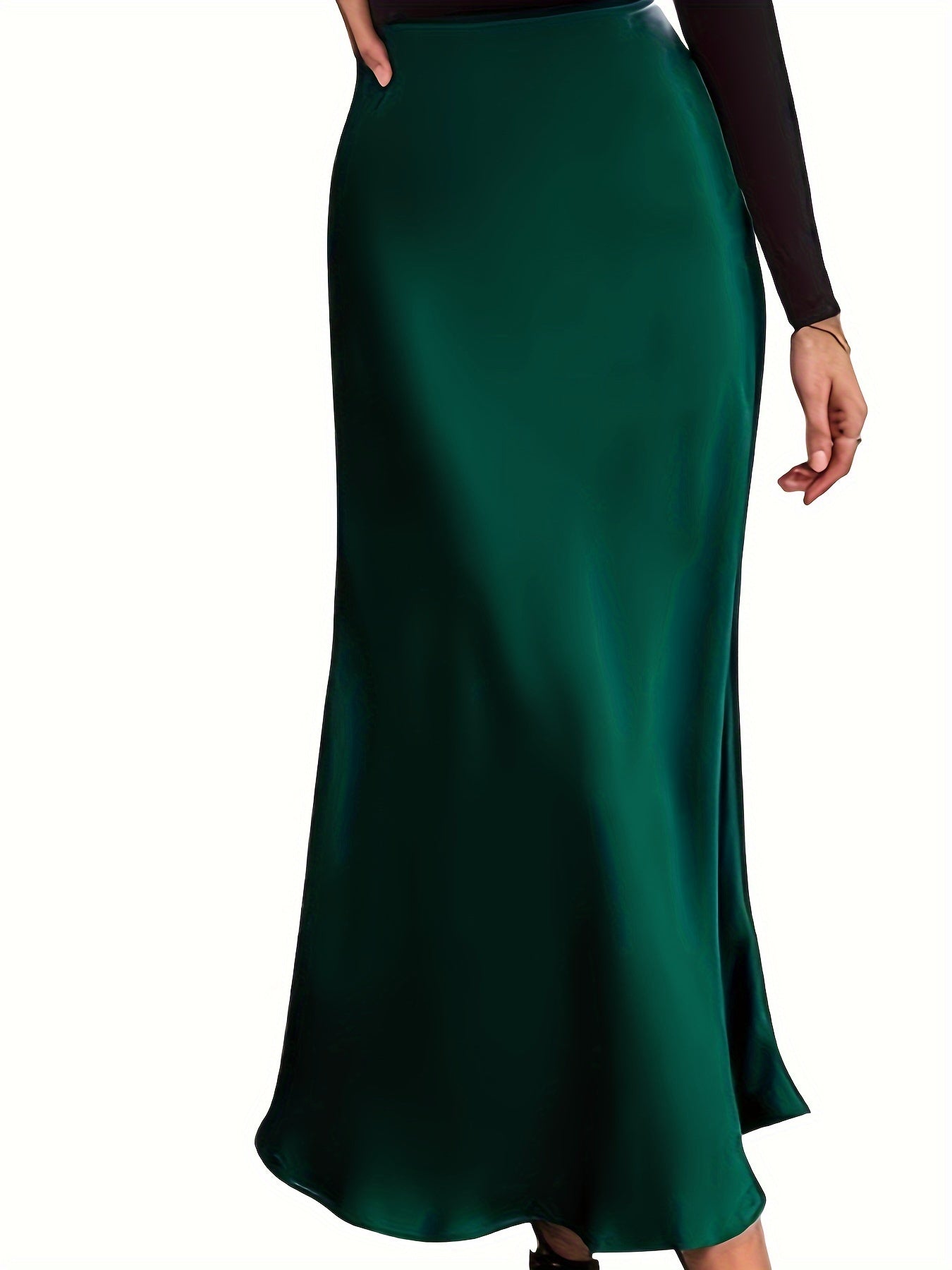 High Waist Satin Midi Skirt, Elegant A Line Skirt For Party & Work, Women's Clothing MyFave Boutique