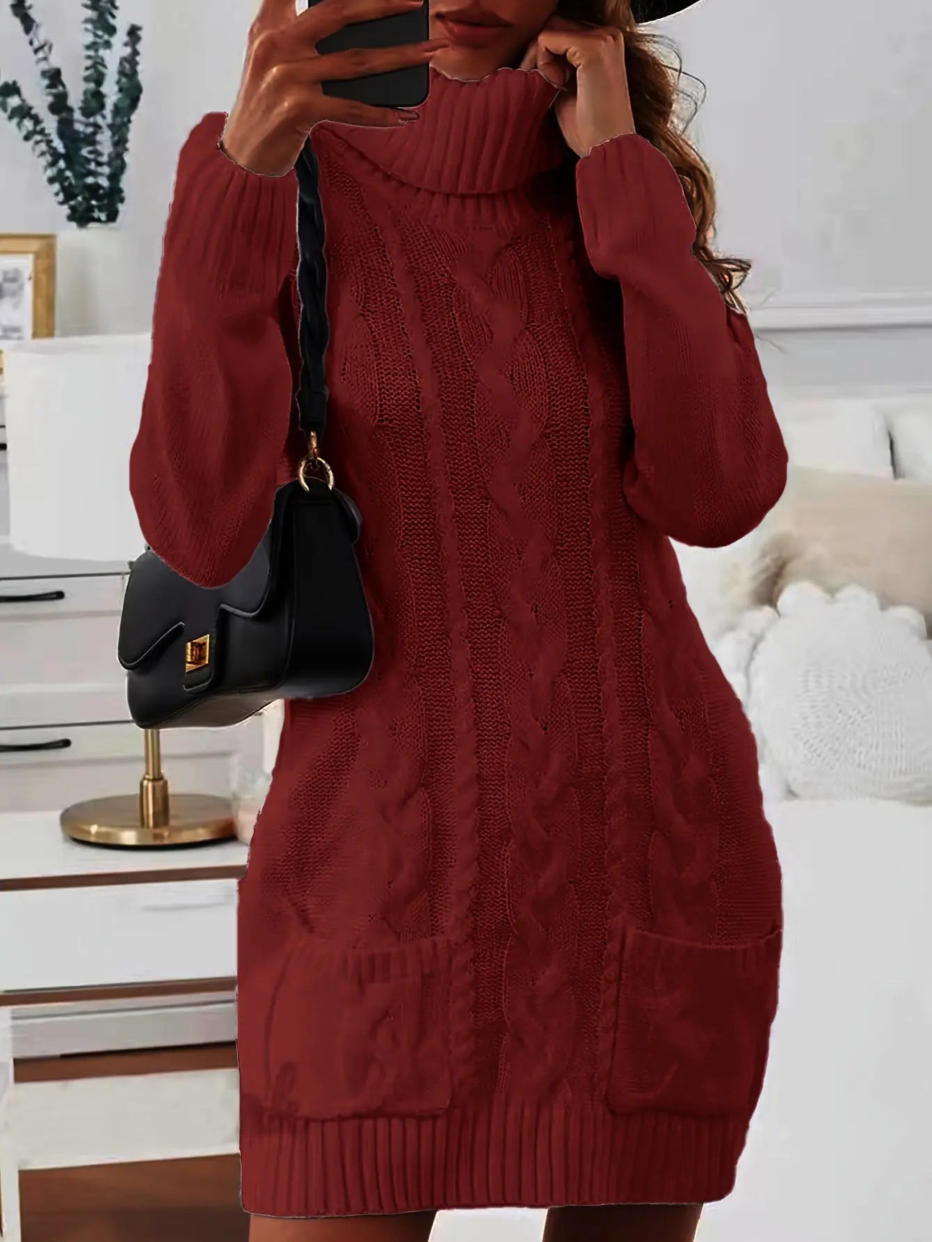 Elegant Cable Knit Dress: Perfect for Fall/Winter - Black Friday, Halloween, Christmas, New Year, Valentine's Day MyFave Boutique