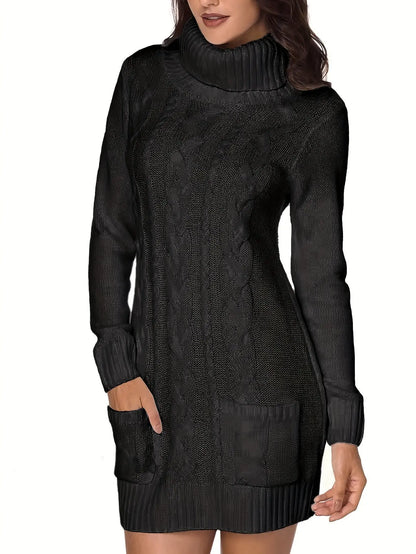 Elegant Cable Knit Dress: Perfect for Fall/Winter - Black Friday, Halloween, Christmas, New Year, Valentine's Day MyFave Boutique