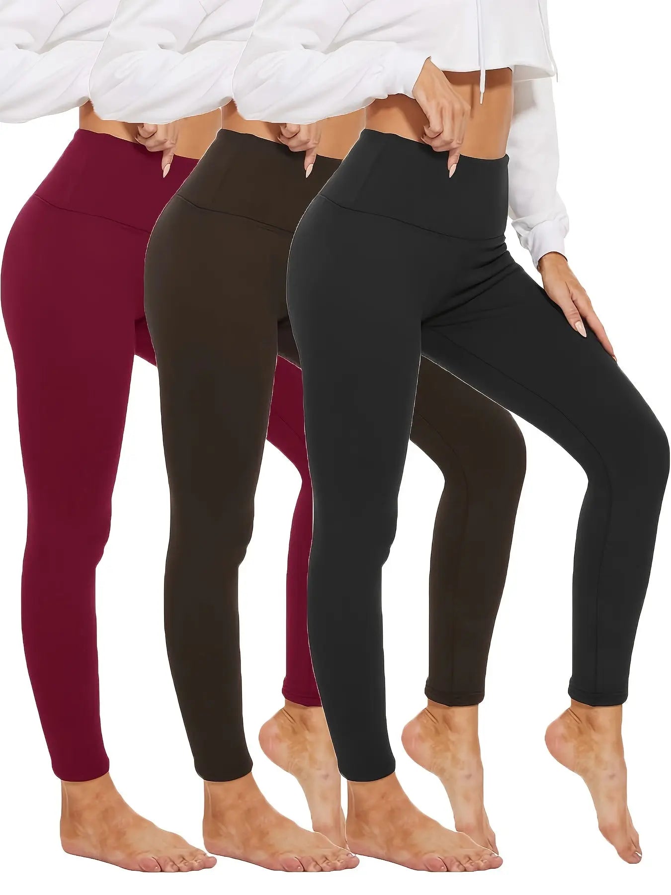 3 Pack High Waist Tummy Control Leggings for Workout Yoga Running Fitness - Winter Thermal Soft Warm MyFave Boutique