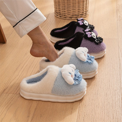 Sanrio Cute Cartoon Kitty Cat Comfortable Closed Toe Autumn Winter Ladies Slippers Indoor Casual Warm Non-slip Plush Shoes MyFave Boutique