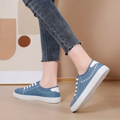 Women's Simple Canvas Shoes, Casual Lace Up Outdoor Shoes, Comfortable Low Top Sneakers MyFave Boutique