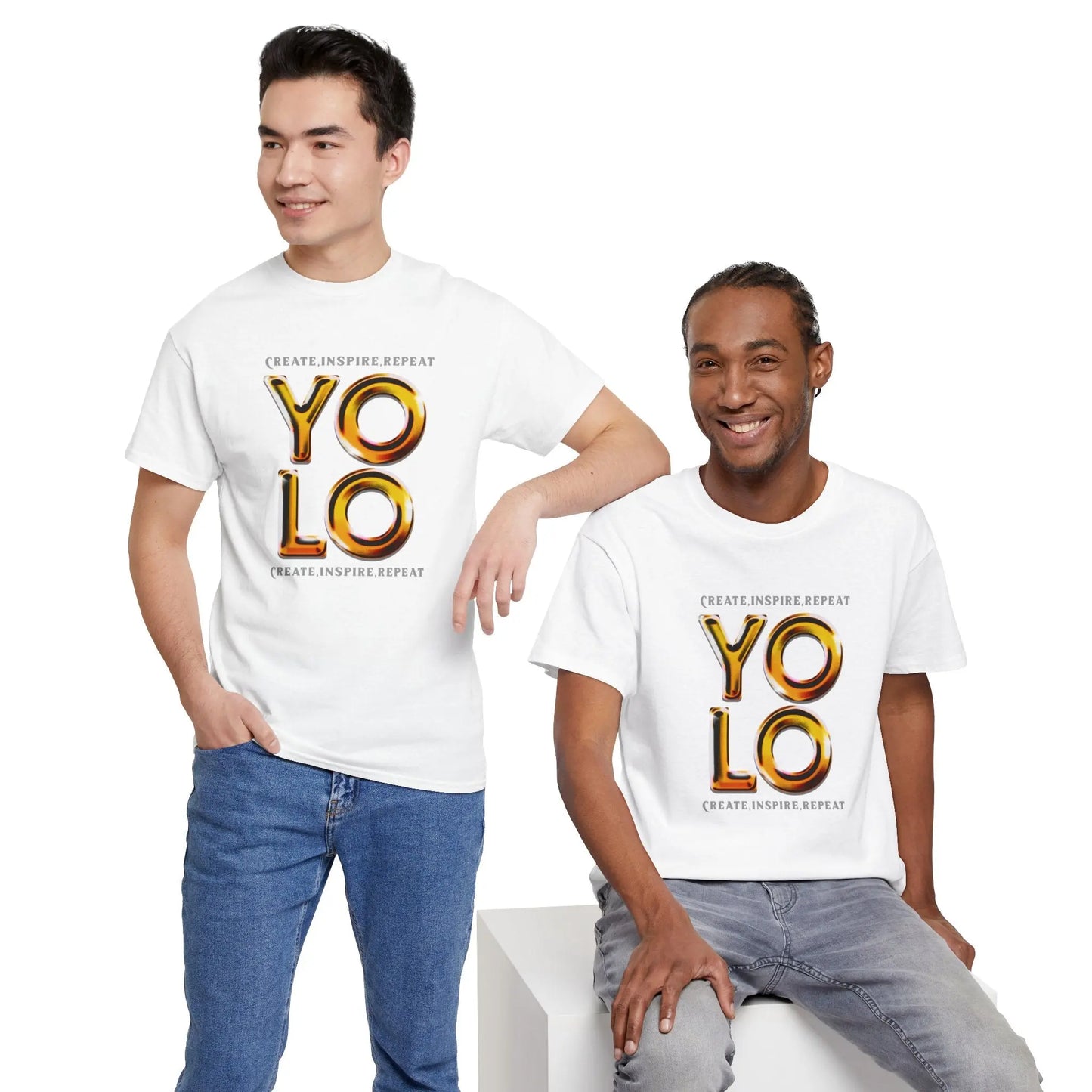 Create, Inspire, Repeat, Yolo, Motivational, Inspirational Unisex Cotton T-Shirt Printify