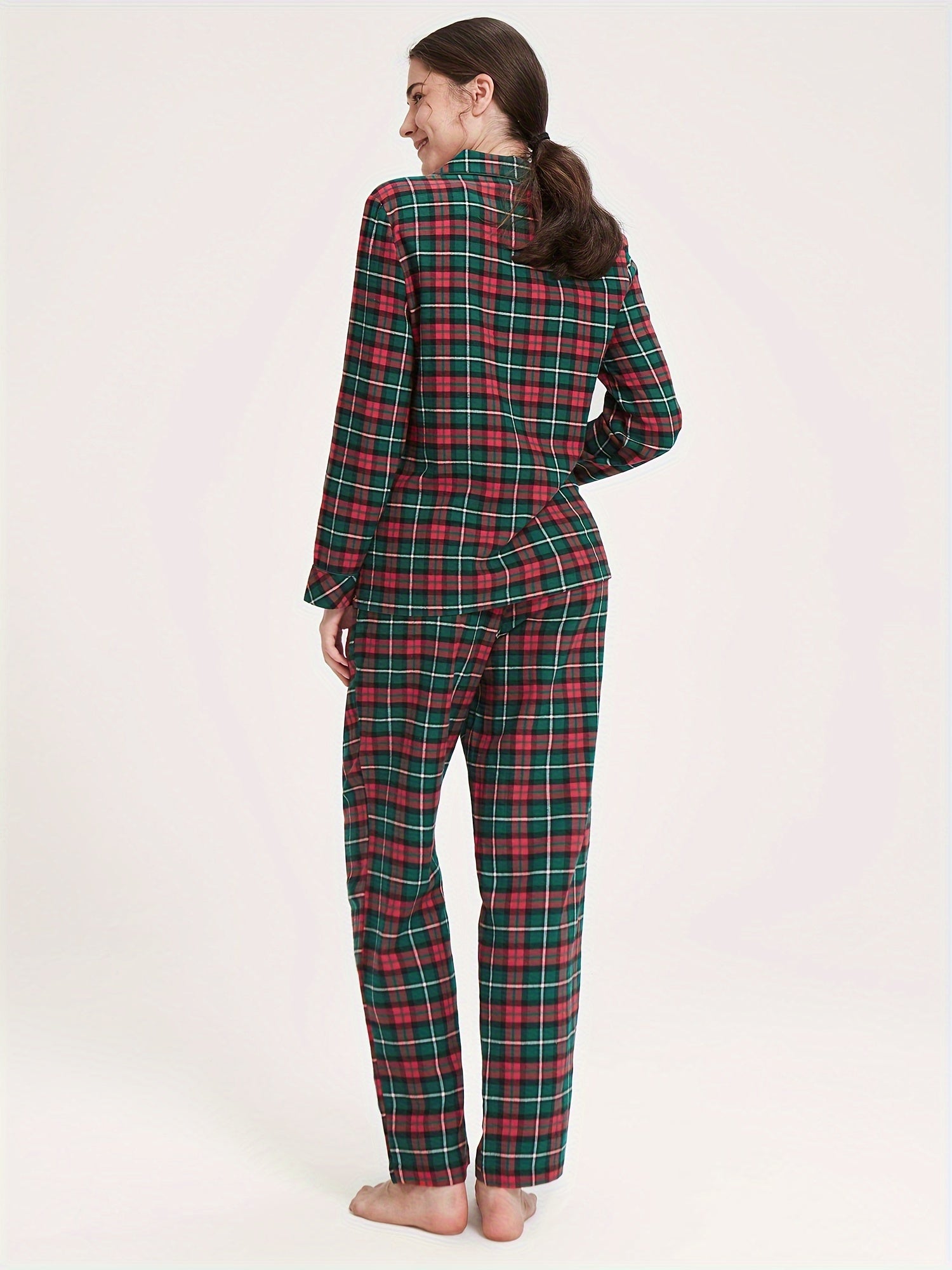 SIORO Flannel Long Sleeve Pajamas Women 100% Cotton Plaid Pajama Set Pajamas Home Clothes MyFave Boutique