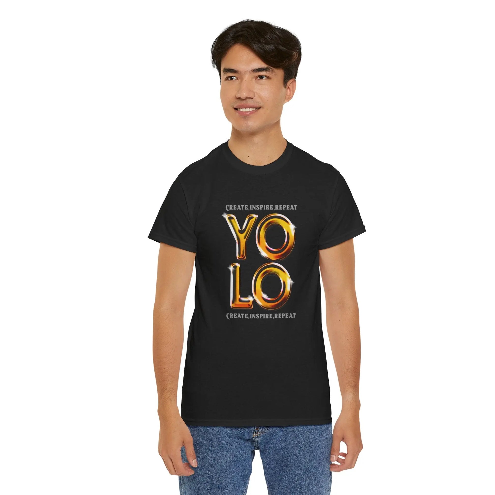 Create, Inspire, Repeat, Yolo, Motivational, Inspirational Unisex Cotton T-Shirt Printify