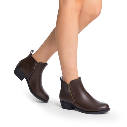 Women's Ankle Boots, Classic Low Chunky Heel Side Zipper Booties Shoes MyFave Boutique