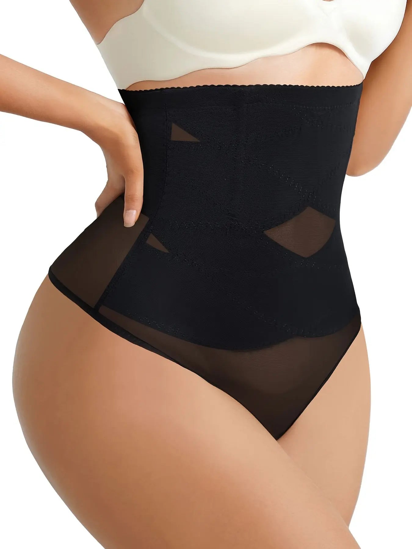 JUNLAN Women's High Waist Tummy Control Body Shaper Thong Panty MyFave Boutique