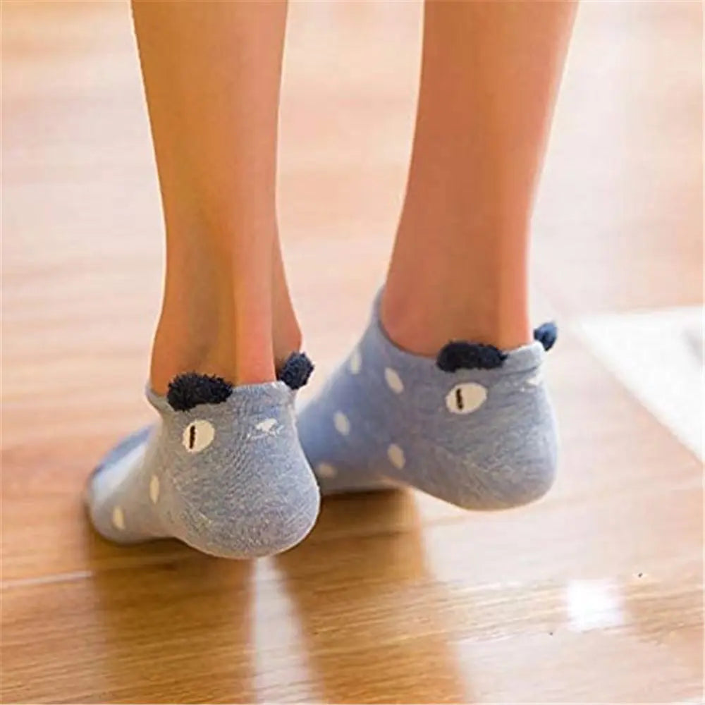 16pairs Women's Funny Cute Cartoon Stereoscopic Animals Ear Plush No Show Boat Socks MyFave Boutique