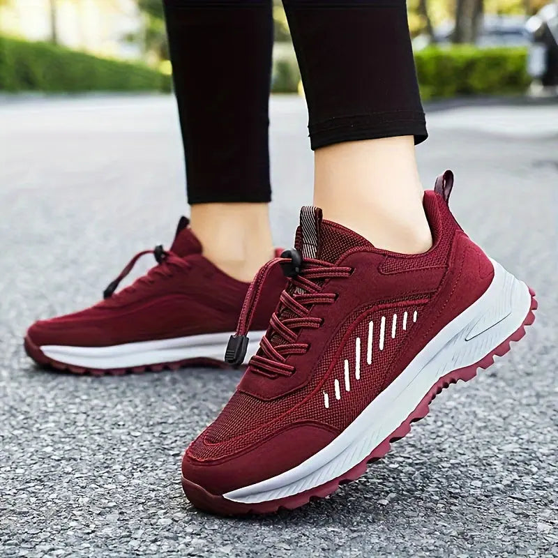 Women's Non-slip Outdoor Sporty Mesh Sneakers, Soft Sole Lace Up Athletic Sneakers, Breathable Walking Shoes MyFave Boutique