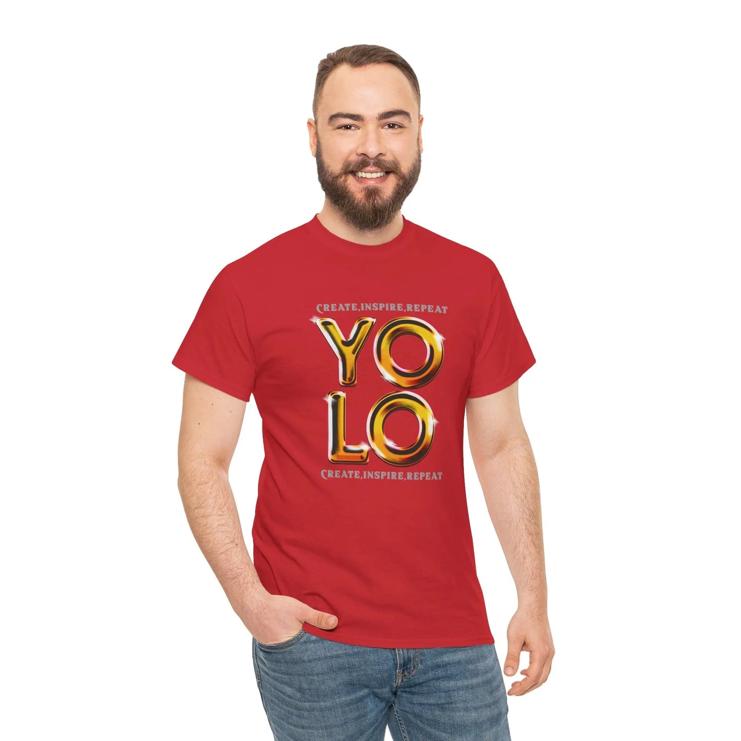 Create, Inspire, Repeat, Yolo, Motivational, Inspirational Unisex Cotton T-Shirt Printify