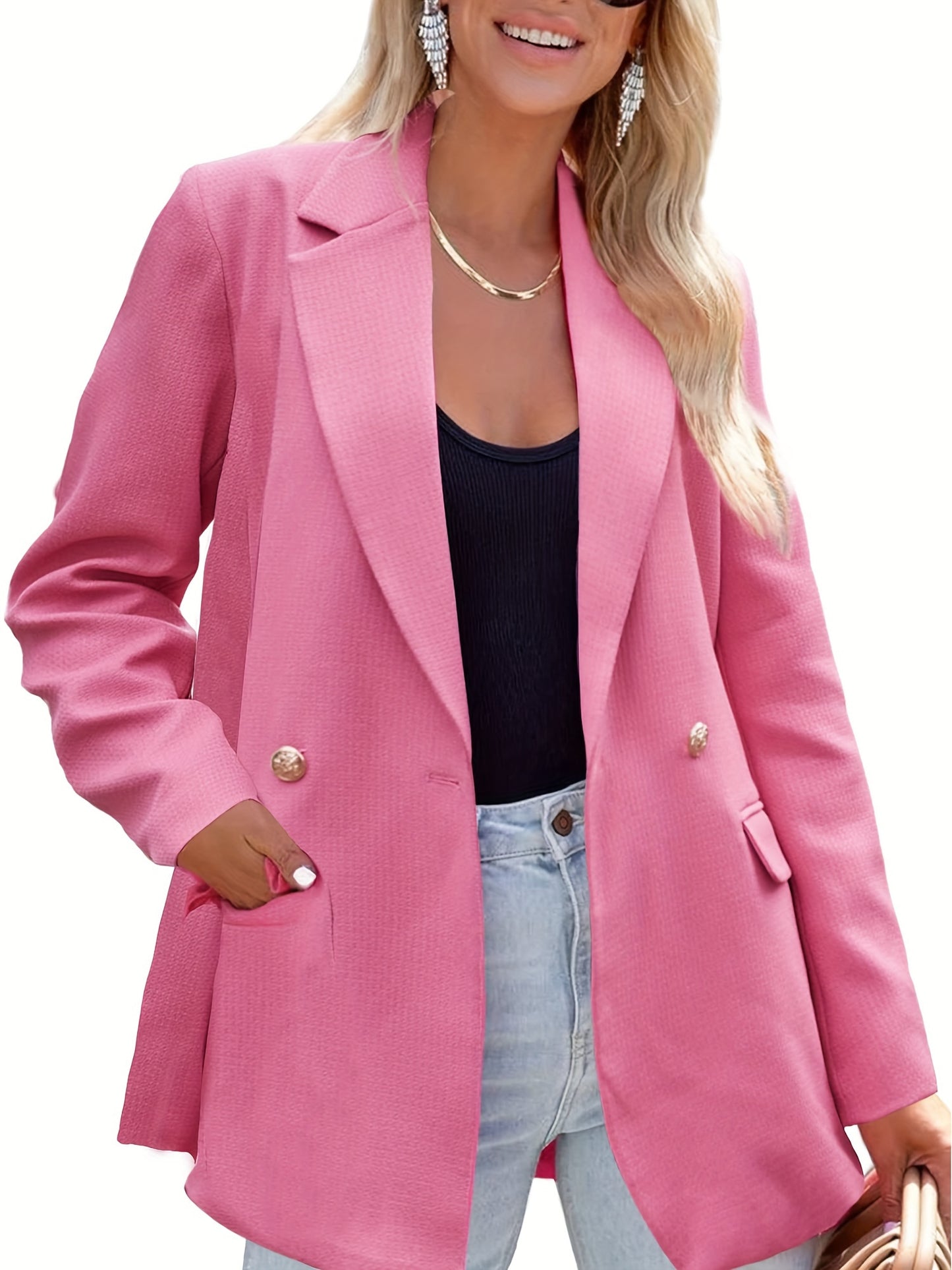 Womens Casual Blazer Button Lapel Long Sleeve Work Business Fashion Blazers Jackets Outfits With Pockets MyFave Boutique