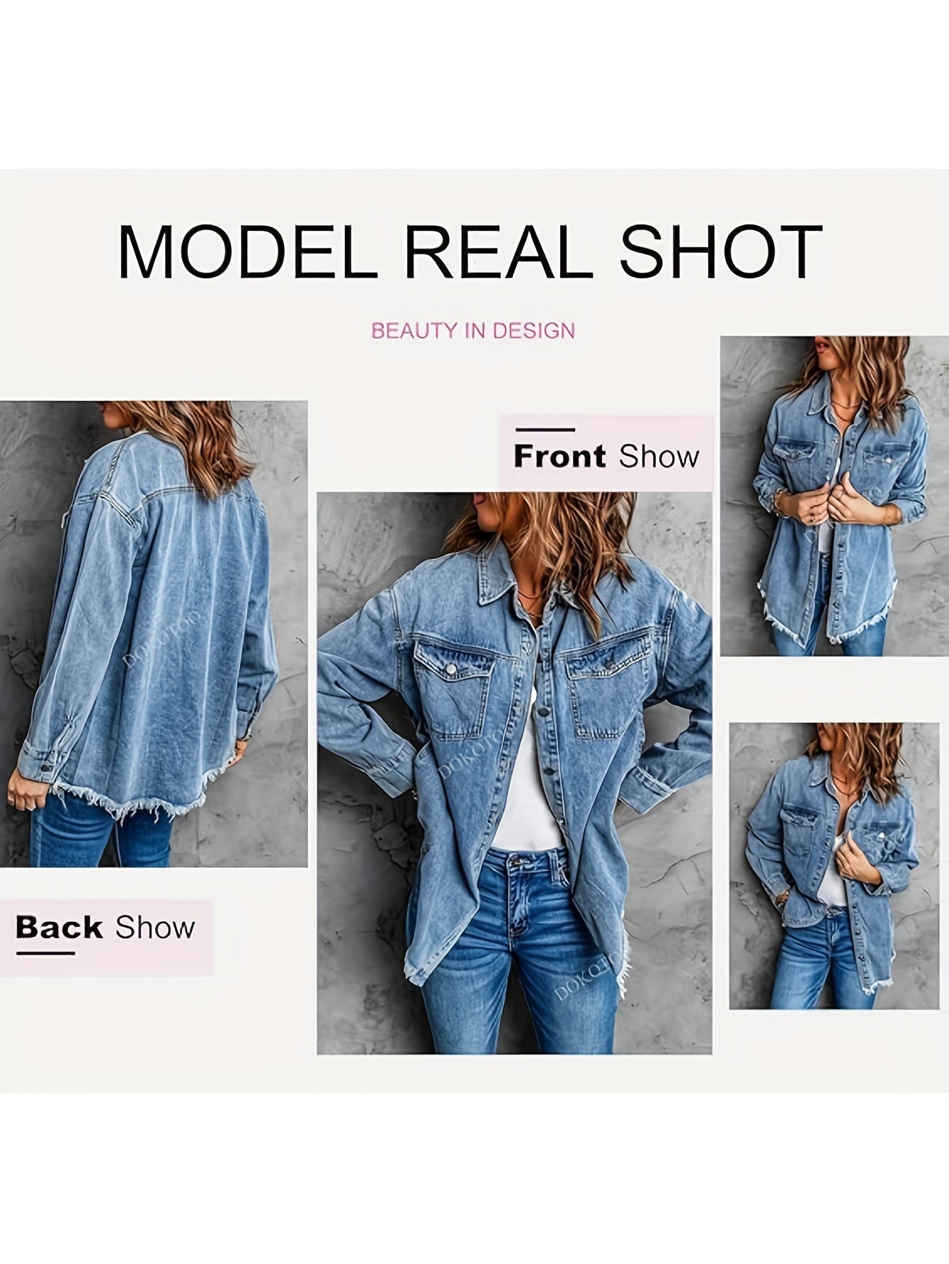 Women's Oversized Denim Jacket, Casual Long Boyfriend Distresse Jean Jacket, Suitable For Autumn & Spring MyFave Boutique