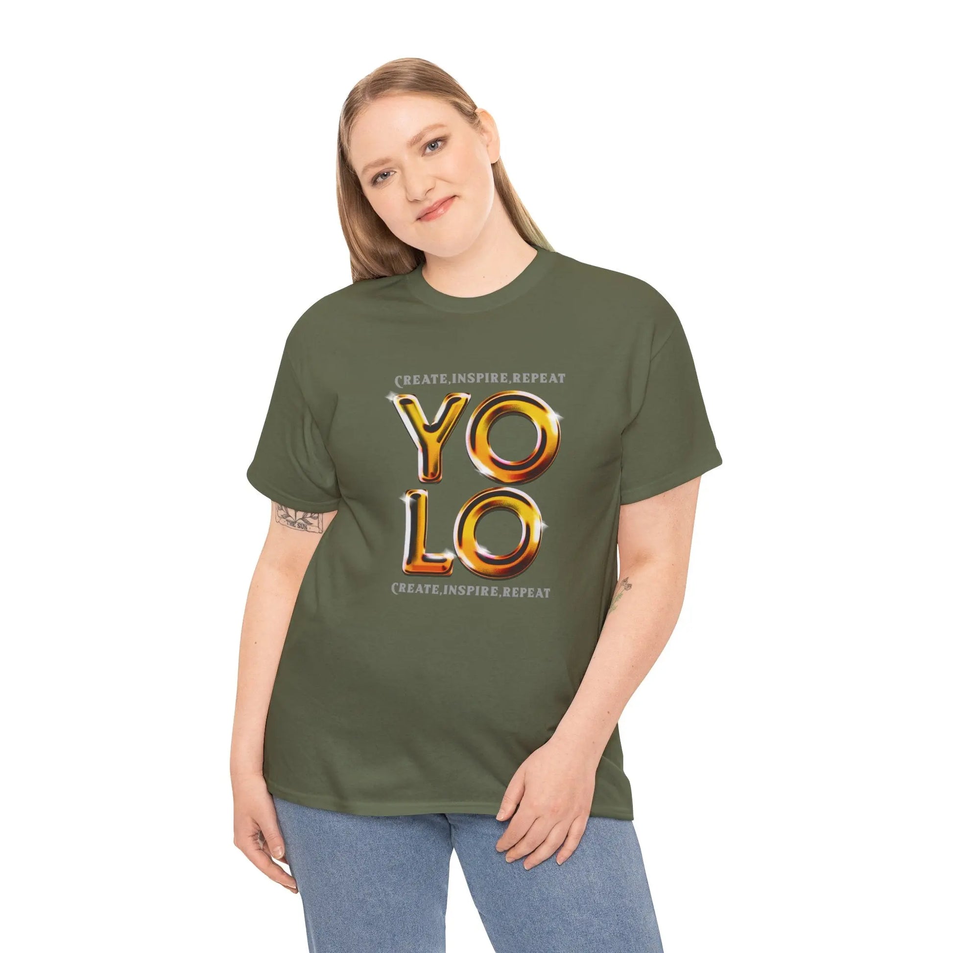 Create, Inspire, Repeat, Yolo, Motivational, Inspirational Unisex Cotton T-Shirt Printify