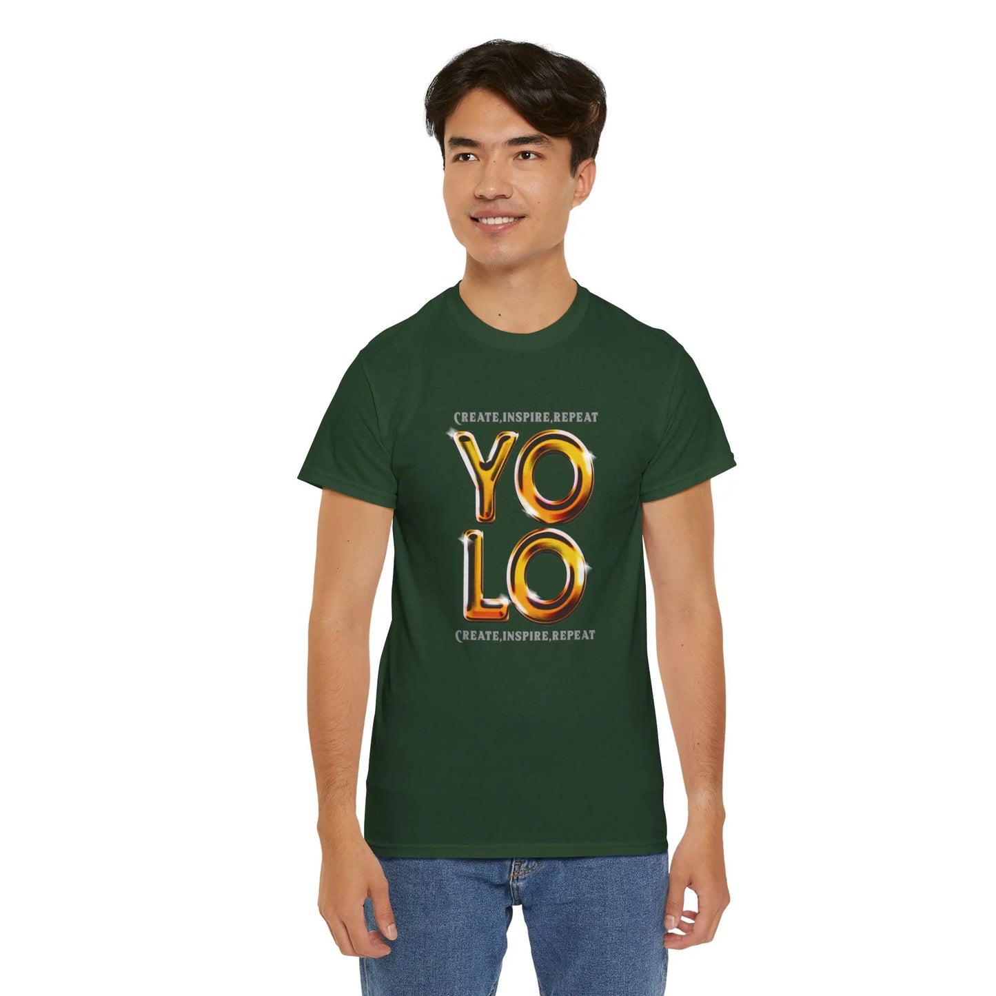 Create, Inspire, Repeat, Yolo, Motivational, Inspirational Unisex Cotton T-Shirt Printify