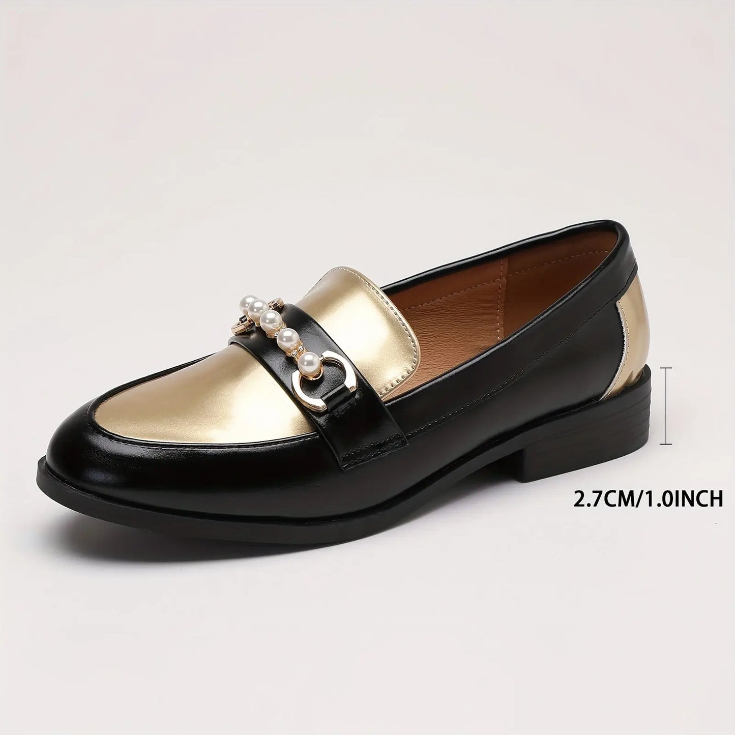 Vintage Pearl Buckle Penny Loafers for Women, Lightweight Slip-On Casual Shoes with All-Season TPR Sole MyFave Boutique