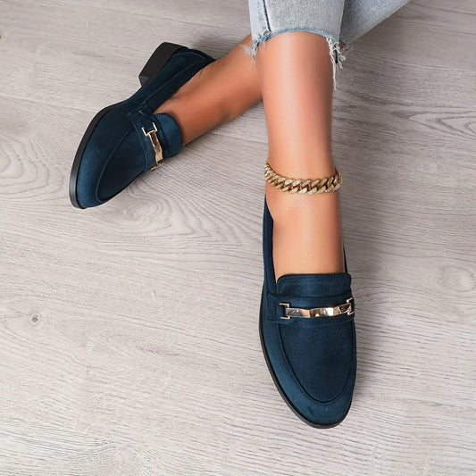 Women's Retro Buckle Loafers with Pointed Toe, Slip-On Casual Shoes for All Occasions MyFave Boutique