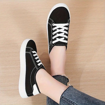 Women's Simple Canvas Shoes, Casual Lace Up Outdoor Shoes, Comfortable Low Top Sneakers MyFave Boutique