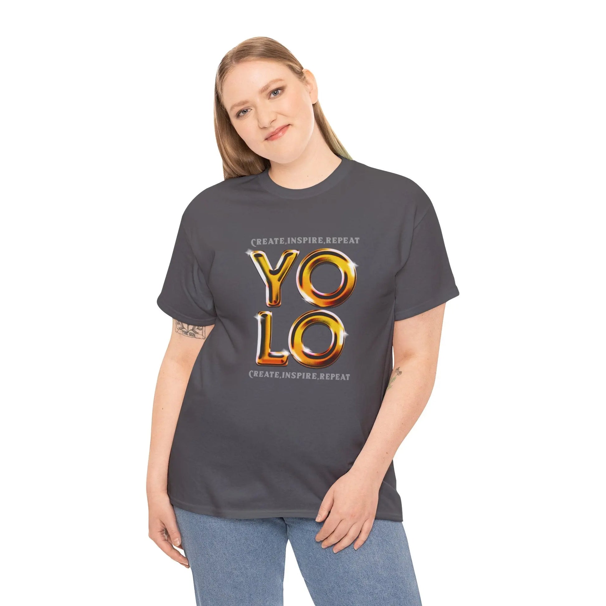 Create, Inspire, Repeat, Yolo, Motivational, Inspirational Unisex Cotton T-Shirt Printify