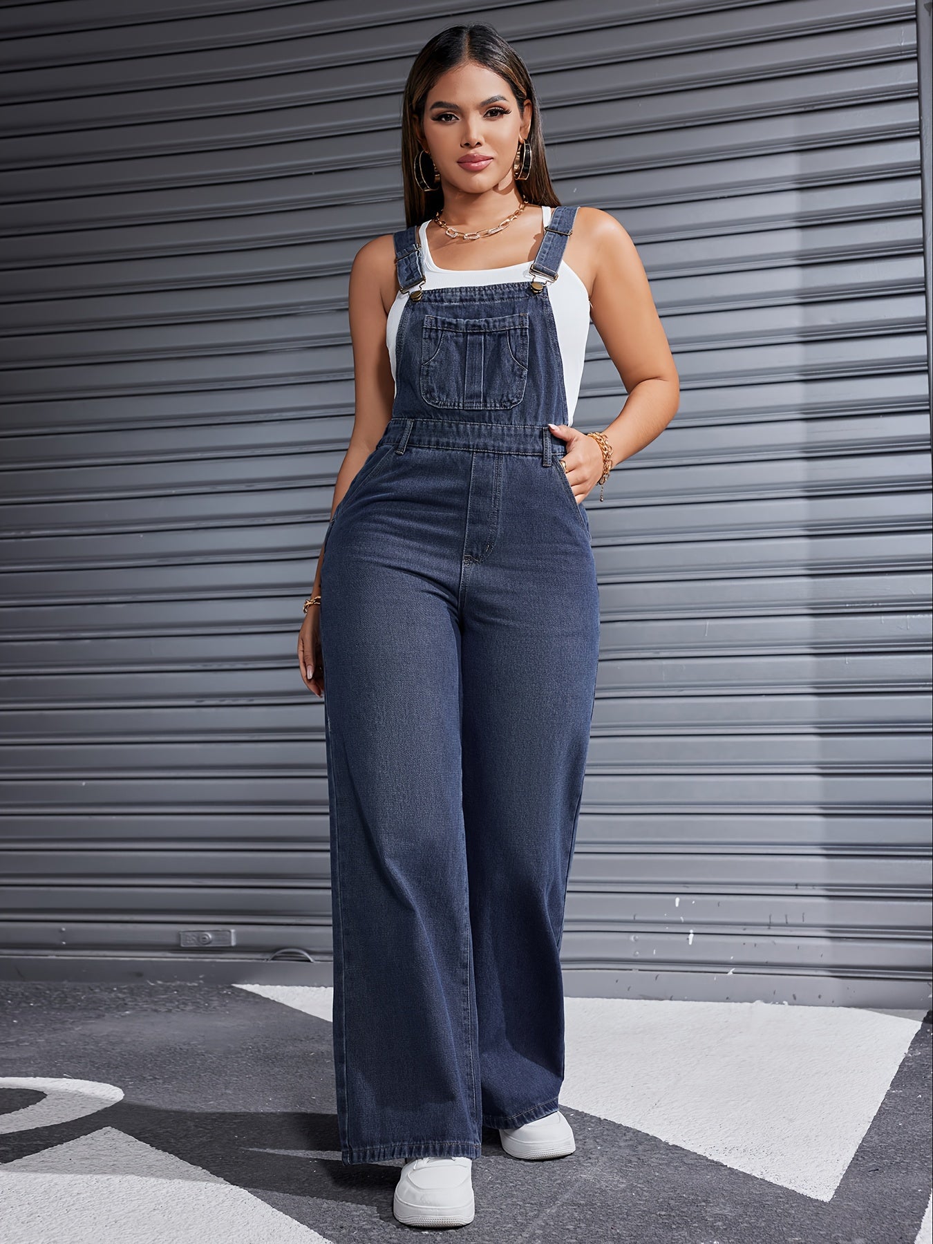 2024 Women's Denim Overalls Casual Loose Adjustable Strap Denim Pant Pant Pant Pocket Denim Overalls Women's Denim Overalls Casual Adjustable Strap Jeans Romper MyFave Boutique