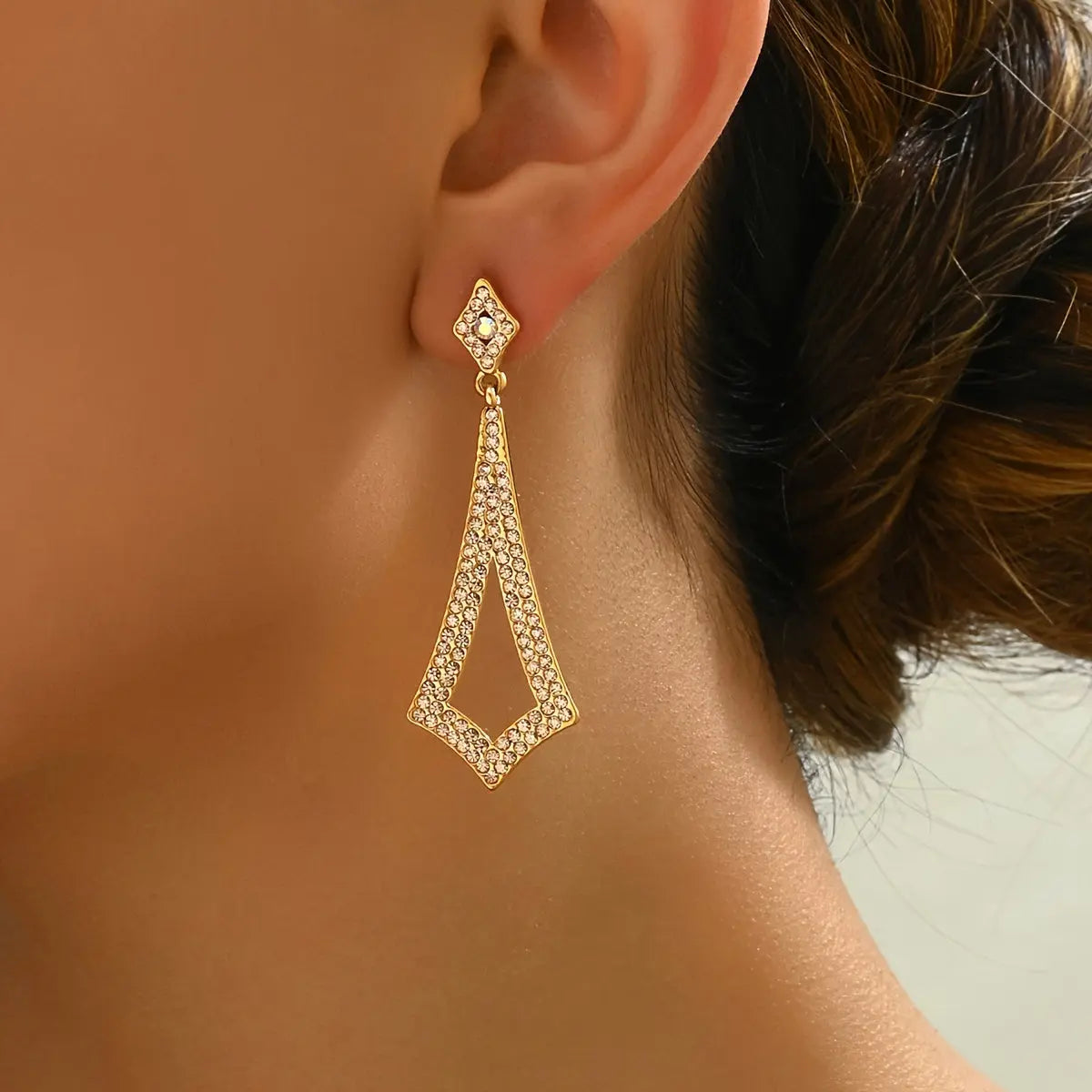 Elegant and Sexy Geometric Teardrop Earrings with Embellishments, Golden Plated, Suitable for Daily Wear and Vacations MyFave Boutique