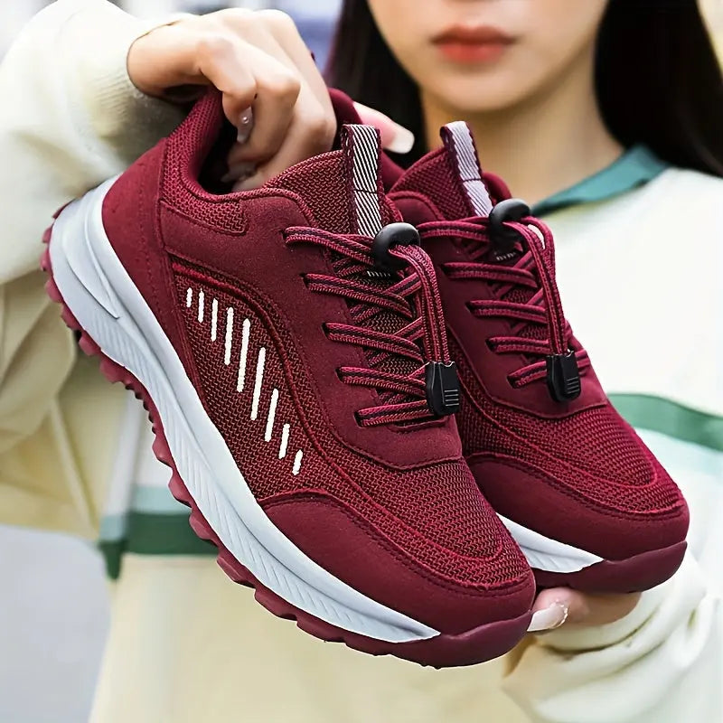 Women's Non-slip Outdoor Sporty Mesh Sneakers, Soft Sole Lace Up Athletic Sneakers, Breathable Walking Shoes MyFave Boutique