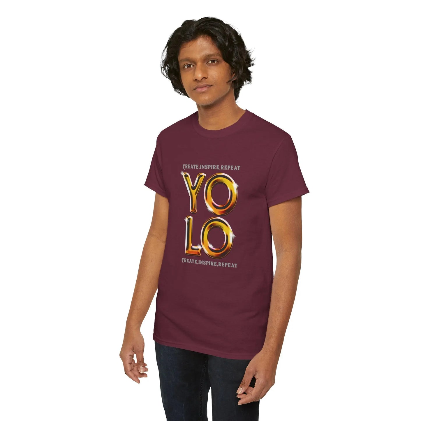 Create, Inspire, Repeat, Yolo, Motivational, Inspirational Unisex Cotton T-Shirt Printify