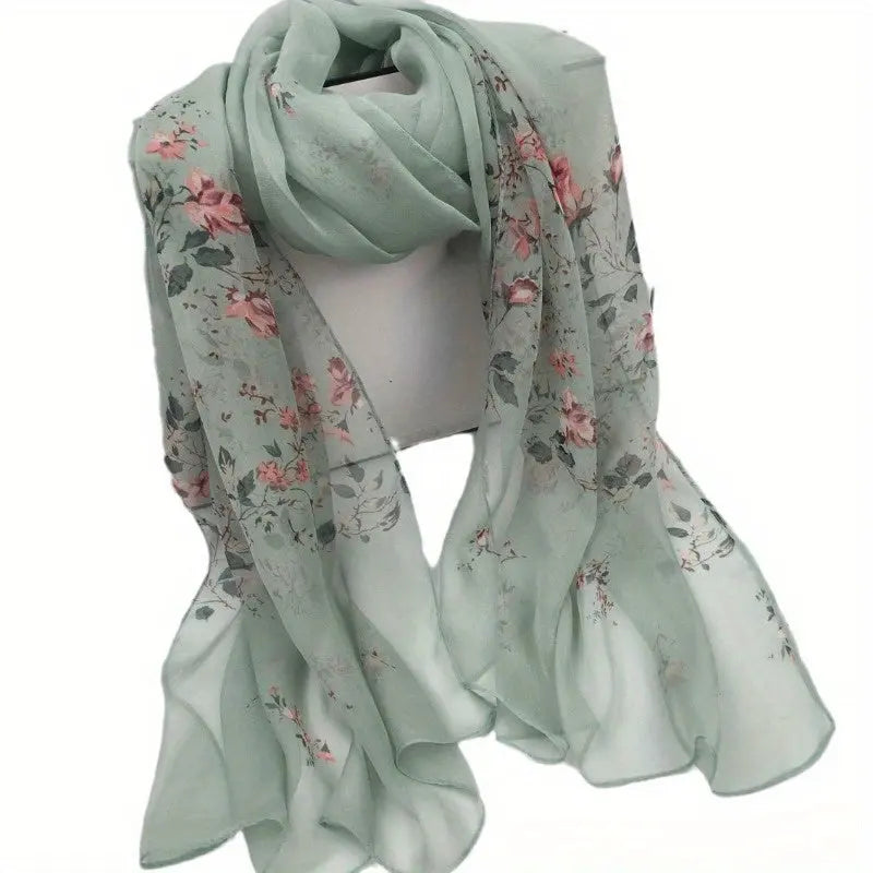 Elegant Floral Printed Scarf, Thin Breathable Sunscreen Shawl, Versatile Decorative Lightweight Scarves For Women MyFave Boutique