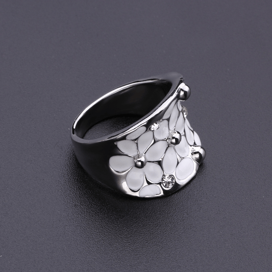 Elegant Temperament Band Ring With Flower Shape Pattern Oil Dripping Ring For Women MyFave Boutique