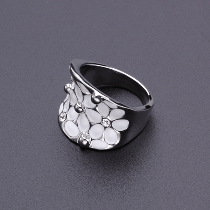 Elegant Temperament Band Ring With Flower Shape Pattern Oil Dripping Ring For Women MyFave Boutique