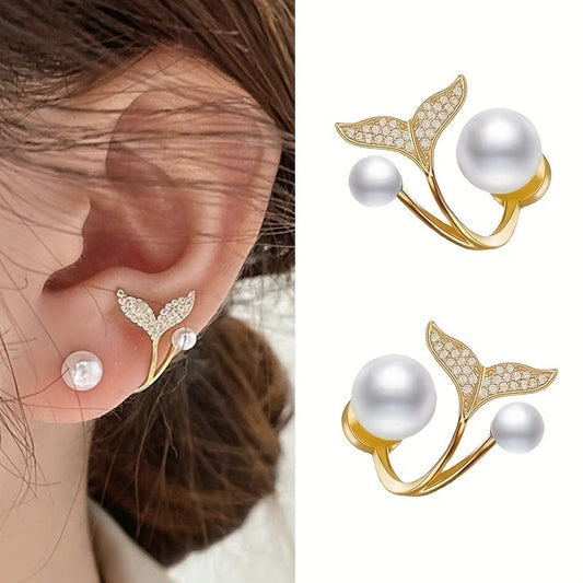 3 Pairs of Exquisite Mermaid Tail Stud Earrings for Women - Dazzling Rhinestone Accents, Vintage Bohemian Pearl Jewelry with Luxurious Details - Perfect Accessory for Statement Makers MyFave Boutique